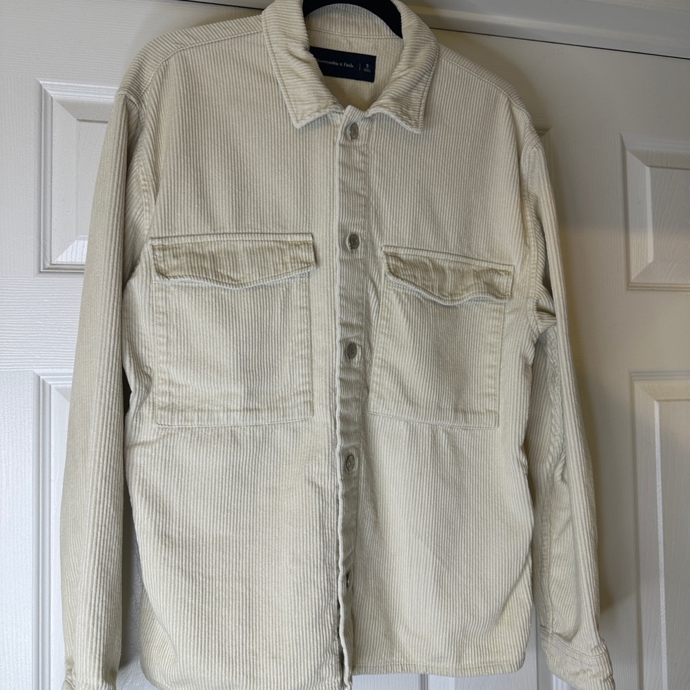 Abercrombie & Fitch Cream Corduroy Shirt Jacket | Men’s Size S